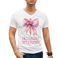 I'm Literally Just a Teacher Pencil Coquette Bow School Men's V-Neck T-Shirt, trending gift I'm Literally Just a Teacher Pencil Coquette Bow School Men's V-Neck T-Shirt, trending gift