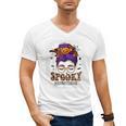 Spooky Paraprofessional Life Halloween Messy Bun Teacher For Men Women Men's V-Neck T-Shirt, trending gift Spooky Paraprofessional Life Halloween Messy Bun Teacher For Men Women Men's V-Neck T-Shirt, trending gift