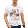 Trick Or Teach Groovy Teacher Halloween Retro Floral Ghost Men's V-Neck T-Shirt, Groovy Teacher Gifts, trending gift Trick Or Teach Groovy Teacher Halloween Retro Floral Ghost Men's V-Neck T-Shirt, Groovy Teacher Gifts, trending gift