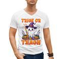 Trick Or Teach Teacher Halloween Ghost Pencil Floral Men's V-Neck T-Shirt, trending gift Trick Or Teach Teacher Halloween Ghost Pencil Floral Men's V-Neck T-Shirt, trending gift