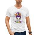 Witchy Teacher Halloween Messy Bun Teacher Bleached Men's V-Neck T-Shirt, trending gift Witchy Teacher Halloween Messy Bun Teacher Bleached Men's V-Neck T-Shirt, trending gift