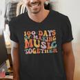 100 Days Of School Music Teacher Men's V-Neck T-Shirt, funny gift