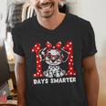 100 Days Smarter 101st Day School Dalmatian Dog Teacher Kids Men's V-Neck T-Shirt, funny gift