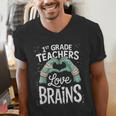 1st Grade Teachers Love Brains Shirt Halloween Teacher Men's V-Neck T-Shirt, funny gift 1st Grade Teachers Love Brains Shirt Halloween Teacher Men's V-Neck T-Shirt, funny gift