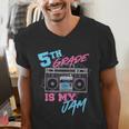 5th Grade Is My Jam Vintage 80s Boombox Teacher Student Men's V-Neck T-Shirt, funny gift