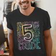 5th Grade Typography Team Fifth Grade Teacher Back To School Men's V-Neck T-Shirt, funny gift