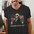 6-7 7-6 George Washington Freedom For Teachers Men's V-Neck T-Shirt, funny gift