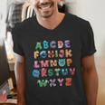 ABC Cute Monster Alphabet Halloween Teacher Costume Kids Men's V-Neck T-Shirt, funny gift