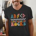 ABCD Kindergarten Rocks Back To School Teacher Kindergarten Men's V-Neck T-Shirt, funny gift ABCD Kindergarten Rocks Back To School Teacher Kindergarten Men's V-Neck T-Shirt, funny gift