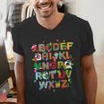 ABCs Learning Kindergarten Teacher Christmas Lights Alphabet For Men Women Kids Men's V-Neck T-Shirt, funny gift