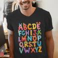 Alphabet A-Z ABC Kids Back To School Pre K Teachers Men's V-Neck T-Shirt, funny gift
