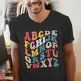 Alphabet Hi Back To School ABC Pre K Kindergarten Teacher Men's V-Neck T-Shirt, funny gift