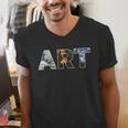 Art Artist Painting Teacher T Shirt Mona Lisa Great Wave For Men Women Men's V-Neck T-Shirt, funny gift