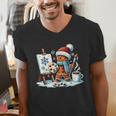 Artist Gingerbread Painter Art Teacher Student Christmas Men's V-Neck T-Shirt, funny gift