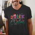 ASL Christmas Buffalo Plaid Teacher American Sign Language Men's V-Neck T-Shirt, funny gift