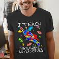 Autism Awareness Teacher I Teach Awesome Superheroes Men's V-Neck T-Shirt, funny gift Autism Awareness Teacher I Teach Awesome Superheroes Men's V-Neck T-Shirt, funny gift
