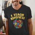 Autism Teacher Shirt I Teach Kindness Apple Puzzle Awareness Men's V-Neck T-Shirt, funny gift Autism Teacher Shirt I Teach Kindness Apple Puzzle Awareness Men's V-Neck T-Shirt, funny gift