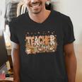 Autumn Pumpkin Thanksgiving Coffee Floral Teacher Fall Men's V-Neck T-Shirt, funny gift Autumn Pumpkin Thanksgiving Coffee Floral Teacher Fall Men's V-Neck T-Shirt, funny gift