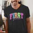Back To School Neon Checkered First Grade Colorful Teacher Men's V-Neck T-Shirt, First Grade Teacher Shirts, funny gift Back To School Neon Checkered First Grade Colorful Teacher Men's V-Neck T-Shirt, First Grade Teacher Shirts, funny gift