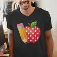 Back To School Pencil And Apple Teacher Student Men's V-Neck T-Shirt, funny gift