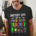 Battery Life Of a Preschool School Teacher School Week Men's V-Neck T-Shirt, funny gift