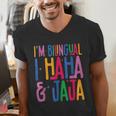 I Am Bilingual I Haha And Jaja Latina Latino Spanish Teacher Men's V-Neck T-Shirt, funny gift