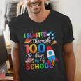 I Blasted Through 100 Days Of School 100th Day Teacher Kids Men's V-Neck T-Shirt, funny gift