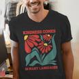 Boho Flower ESL Teacher Kindness Comes In Many Languages Men's V-Neck T-Shirt, Esl Teacher Shirts, funny gift