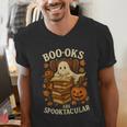 Books Are Spooktacular Ghost Book Reading Halloween Teachers Men's V-Neck T-Shirt, funny gift