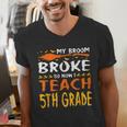 My Broom Broke So Now I Teach 5th Grade Halloween Teacher Men's V-Neck T-Shirt, funny gift My Broom Broke So Now I Teach 5th Grade Halloween Teacher Men's V-Neck T-Shirt, funny gift