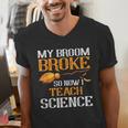 My Broom Broke So Now I Teach Science Teacher Halloween Men's V-Neck T-Shirt, Science Teacher Shirts, funny gift My Broom Broke So Now I Teach Science Teacher Halloween Men's V-Neck T-Shirt, Science Teacher Shirts, funny gift