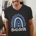 Bulldogs School Mascot Rainbow Teacher Lover Men's V-Neck T-Shirt, funny gift Bulldogs School Mascot Rainbow Teacher Lover Men's V-Neck T-Shirt, funny gift