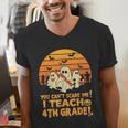 You Can't Scare Me I Teach 4th Grade Teacher Halloween Men's V-Neck T-Shirt, 4th Grade Teacher Shirts, funny gift