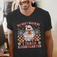 You Cant Scare Me I Teach Kindergarten Teacher Halloween Men's V-Neck T-Shirt, funny gift