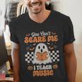 You Can't Scare Me I Teach Music Retro Teacher Halloween Men's V-Neck T-Shirt, funny gift