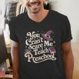 You Can't Scare Me I Teach Preschool Teacher Halloween Witch Men's V-Neck T-Shirt, funny gift