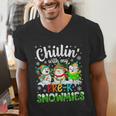 Chillin With My Pre-K Snowmies Christmas Teacher Xmas Men's V-Neck T-Shirt, funny gift Chillin With My Pre-K Snowmies Christmas Teacher Xmas Men's V-Neck T-Shirt, funny gift