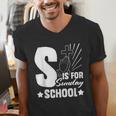 Christian Teacher S Is For Sunday School Essentials Men's V-Neck T-Shirt, funny gift
