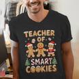 Christmas Teacher Of Smart Cookies Gingerbread Man Teaching Men's V-Neck T-Shirt, funny gift