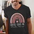 Coffee Gives Me Teacher Powers Leopard Rainbow Teacher Men's V-Neck T-Shirt, funny gift Coffee Gives Me Teacher Powers Leopard Rainbow Teacher Men's V-Neck T-Shirt, funny gift