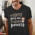 Coffee Gives Me Teacher Powers Teacher Men's V-Neck T-Shirt, funny gift Coffee Gives Me Teacher Powers Teacher Men's V-Neck T-Shirt, funny gift