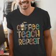 Coffee Teach Repeat Leopard Print Back To School Teachers Men's V-Neck T-Shirt, funny gift Coffee Teach Repeat Leopard Print Back To School Teachers Men's V-Neck T-Shirt, funny gift