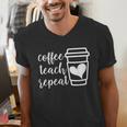 Coffee Teach Repeat Women's Misses Plus Size Teacher Men's V-Neck T-Shirt, funny gift Coffee Teach Repeat Women's Misses Plus Size Teacher Men's V-Neck T-Shirt, funny gift
