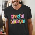 Color Special Education Squad Groovy Dream Team SPED Teacher Men's V-Neck T-Shirt, Groovy Teacher Shirts, funny gift Color Special Education Squad Groovy Dream Team SPED Teacher Men's V-Neck T-Shirt, Groovy Teacher Shirts, funny gift