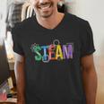 Colorful Steam Letters For Steam Program Teacher And Student Men's V-Neck T-Shirt, funny gift