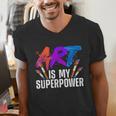 Cool Art For Men Women Art Teacher Artist Painter Superpower Men's V-Neck T-Shirt, funny gift