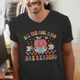 All The Cool Kids Are Reading Book Reading Teacher School Men's V-Neck T-Shirt, funny gift
