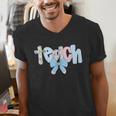Coquette Bow Teach Teacher Happy First Day Back To School Men's V-Neck T-Shirt, funny gift Coquette Bow Teach Teacher Happy First Day Back To School Men's V-Neck T-Shirt, funny gift