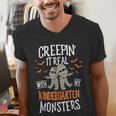 Creepin It Real Kindergarten Monsters Halloween Teacher Men's V-Neck T-Shirt, funny gift Creepin It Real Kindergarten Monsters Halloween Teacher Men's V-Neck T-Shirt, funny gift