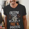 Creepin It Real Pre-K Monsters Halloween Preschool Teacher Men's V-Neck T-Shirt, funny gift Creepin It Real Pre-K Monsters Halloween Preschool Teacher Men's V-Neck T-Shirt, funny gift